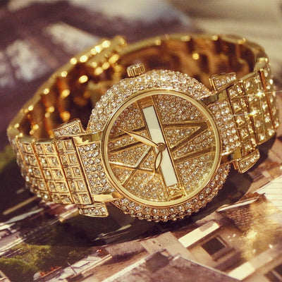 Reloj de Lujo para Mujer con Diamantes y Pulsera de Acero Inoxidable