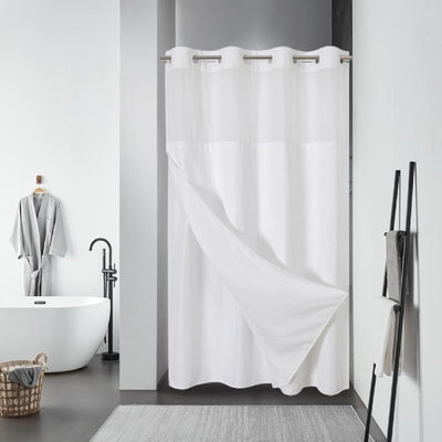 Cortina de Baño Doble Capa con Hebilla Grande - Diseño Liso y Moderno - Image 5