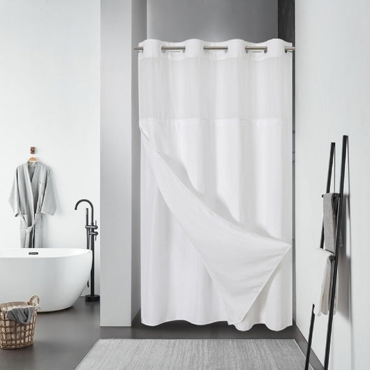 Cortina de Baño Doble Capa con Hebilla Grande - Diseño Liso y Moderno - Image 5