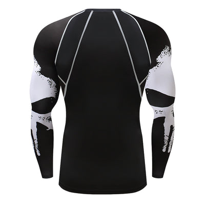 Playera Deportiva Manga Larga con Diseño Calavera - Ajuste Compresión Quick Dry para Hombre - Image 5