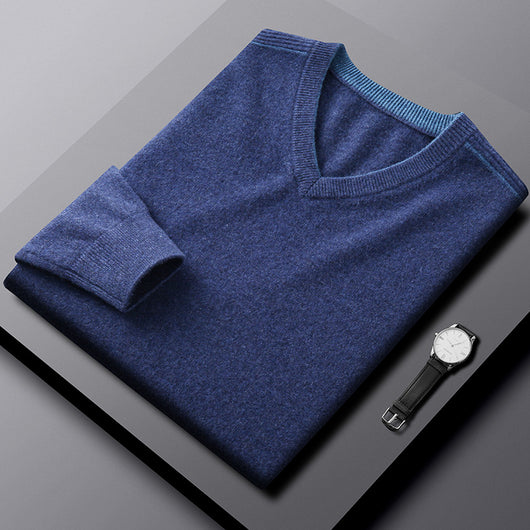 Suéter Cuello V Casual para Hombre Talla Grande - Image 11
