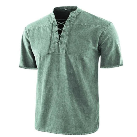 Camisa Retro Hombre Cuello de Corbata Manga Corta Verano - Image 11