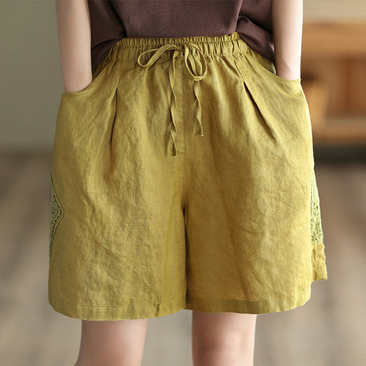 Pantalón Lino Ancho Cintura Alta con Encaje - Comodidad y Estilo Casual - Image 4