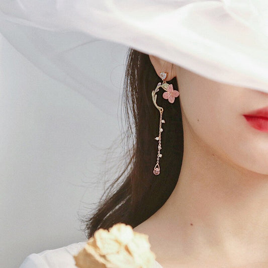 Aretes Largos de Metal Vintage Coreano con Flores - Pendientes Elegantes para Mujer - Image 2