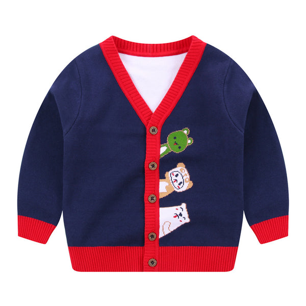 Cardigan para Niño Cuello V Abotonado Simple
