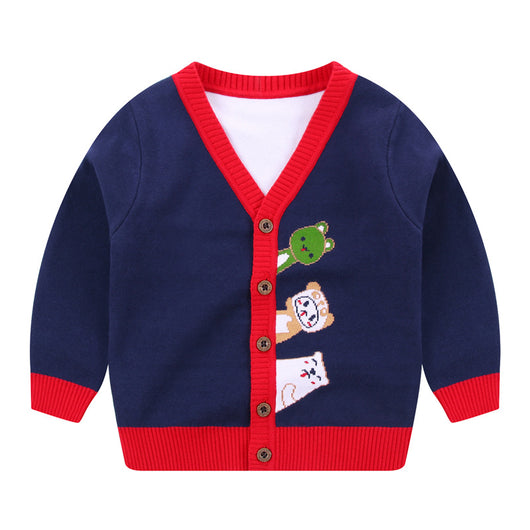 Cardigan para Niño Cuello V Abotonado Simple