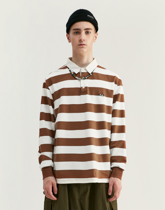 Camisa de Manga Larga con Solapa Suelta y Rayas