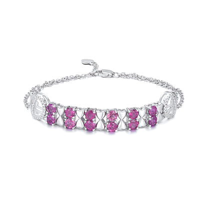 Pulsera de Plata Esterlina S925 con Granate Púrpura y Circones para Mujer - Image 5