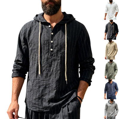 Camisa Hoodie Suelta Casual de Manga Larga para Hombre