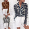 Blusa de Gasa con Estampado de Leopardo y Escote en V