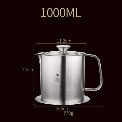 Recipiente Colador de Aceite en Acero Inoxidable 304
