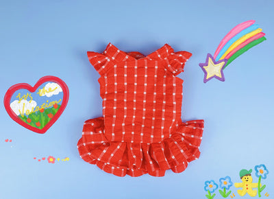 Falda Elegante para Mascotas con Diseño Cuadros y Encaje - Image 2