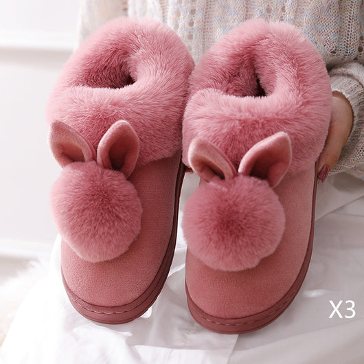 Pantuflas Cálidas de Conejo y Gato Felpa - Zapatillas de Casa Algodón Grueso Invierno - Image 19