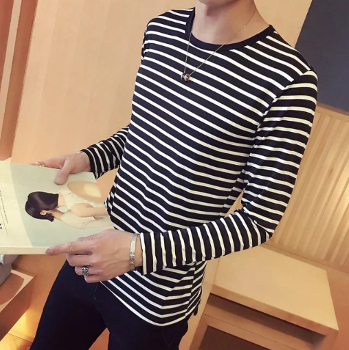 Camiseta Oversized a Rayas Blanco y Negro - Manga Larga Unisex