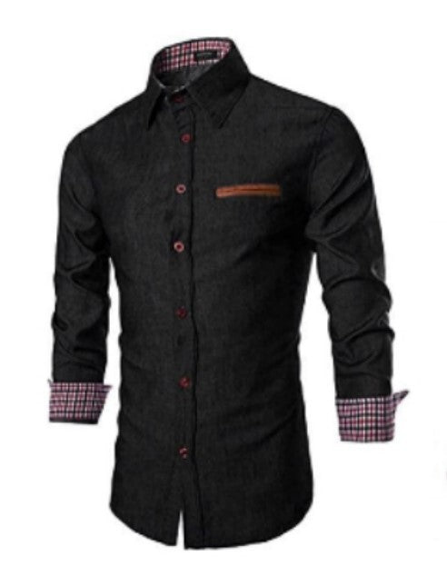 Camisa Casual de Manga Larga en Colores Sólidos para Hombre - Image 8