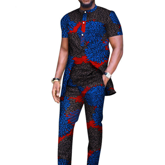 Conjunto de Traje Africano en Algodón para Hombre con Camisa y Pantalón de Manga Larga - Image 4
