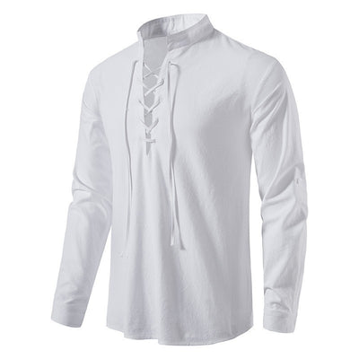 Camisa Cuello Mao Manga Larga Algodón y Lino - Image 25