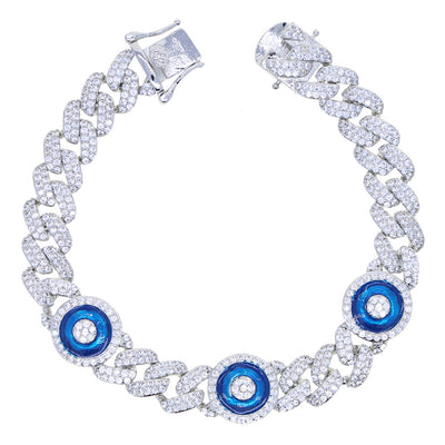 Pulsera Cubana de Circón Azul con Incrustaciones de Circonita - Image 10
