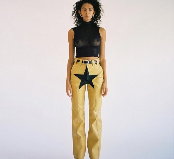 Pantalones Otoñales con Contraste de Colores y Parches Pentagram para Mujer