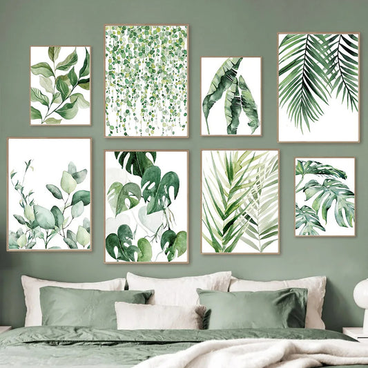 Lámina Decorativa Hoja Monstera Acuarela Verde - Image 2