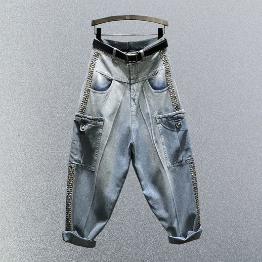 Pantalón Harem Denim Baggy Oversized para Mujer - Estilo Urbano y Cómodo - Image 6