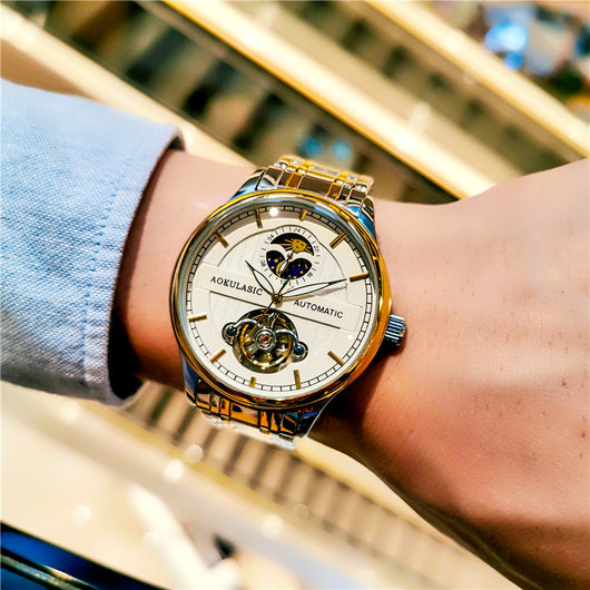 Reloj Mecánico Esqueleto Luminoso Resistente al Agua para Hombre - Image 17