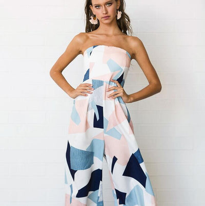 Jumpsuit Ancho con Estampado en el Pecho para Mujer