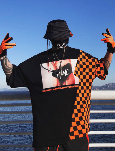 Camiseta Hip-hop Cuadros Estampada Unisex - Estilo Urbano Oversize - Image 5