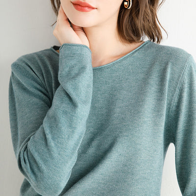 Suéter Suelto Cuello V Mujer Manga Larga Color Sólido - Image 11