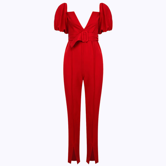 Jumpsuit Ajustado con Mangas Tipo V - Diseño Ceñido que Realza la Figura - Image 9