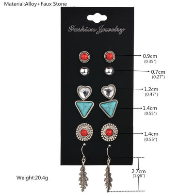 Aretes de Cristal Transparente con Dije Geométrico de Formas Antiguas - Image 3