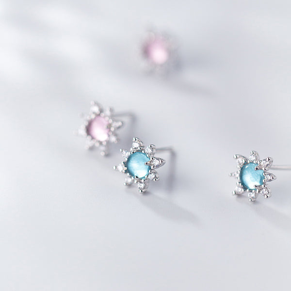 Aretes de Plata 925 Diseño Girasol Elegante