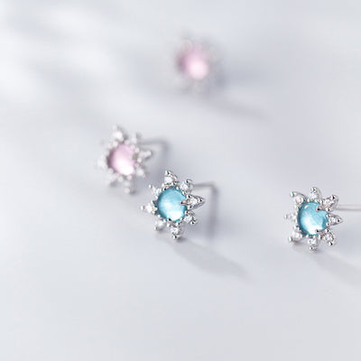 Aretes de Plata 925 Diseño Girasol Elegante