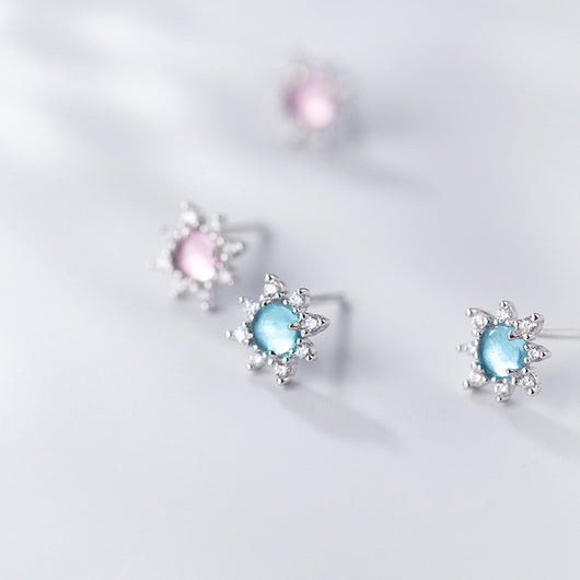 Aretes de Plata 925 Diseño Girasol Elegante