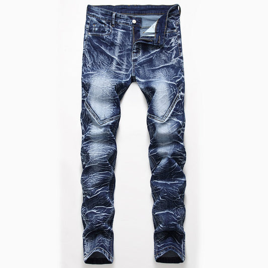 Pantalones Vaqueros Elásticos Tres Colores Hombre Corte Recto Lavado Blanco
