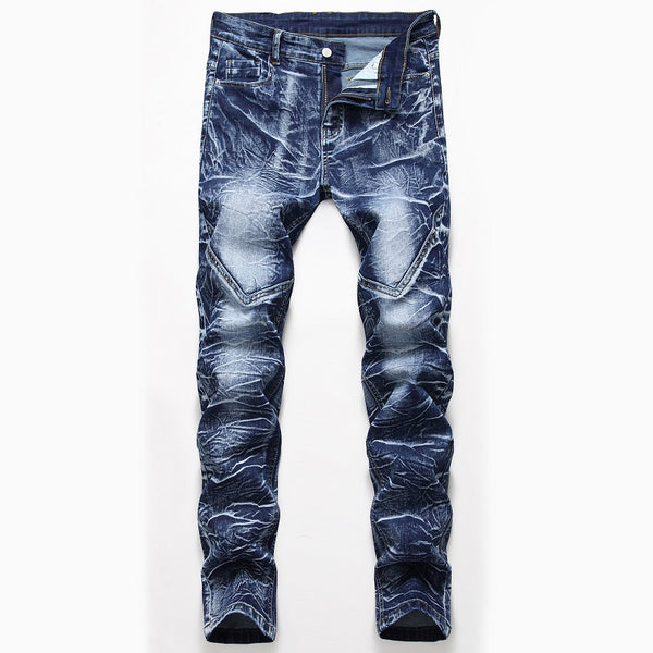 Pantalones Vaqueros Elásticos Tres Colores Hombre Corte Recto Lavado Blanco