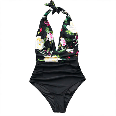 Traje de Baño Enterizo Estampado Espalda Descubierta Talla Grande - Image 17