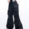 Pantalón de Cuero Ancho Otoñal con Bolsillos Tridimensionales