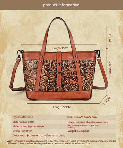 Bolso de Cuero Genuino con Diseño Tallado a Mano - Image 12