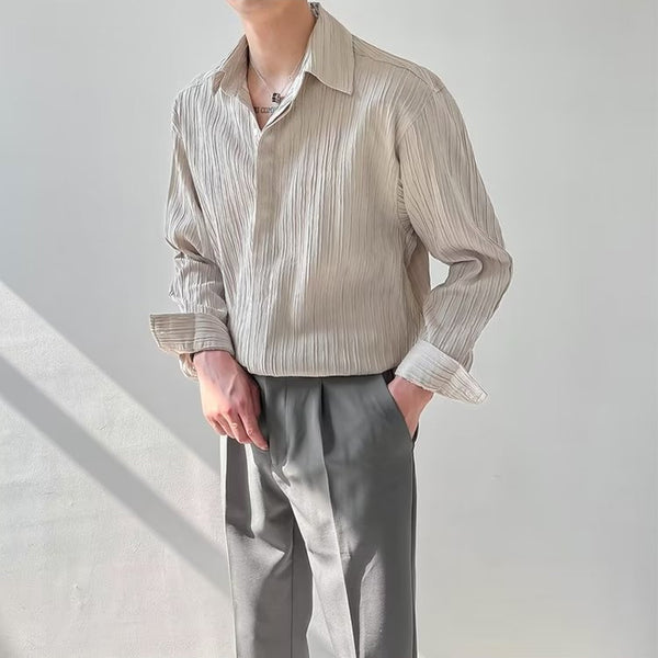 Camisa Suelta de Manga Larga para Hombre - Estilo Moderno