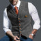 Chaleco Casual de Cuadros con Solapa Ajustado para Hombre