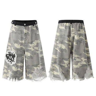 Shorts Camuflaje Hip Hop con Bordados de Personajes Estilo Americano - Image 4