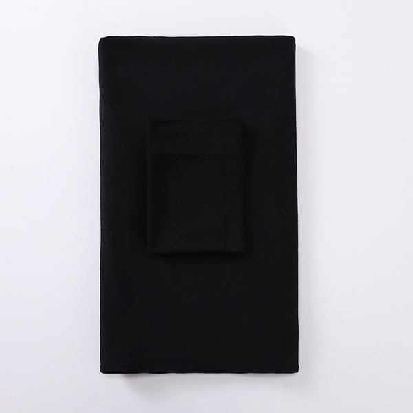 Black minimalist modal bottom hat integrated scarf, folded neatly on a white background. - Image 7
