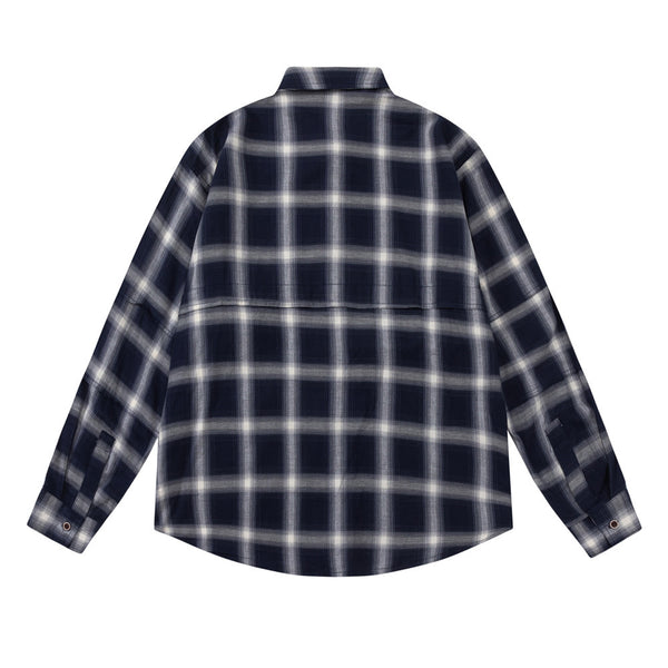Camisa de Cuadros Americana Retro Manga Larga para Hombre