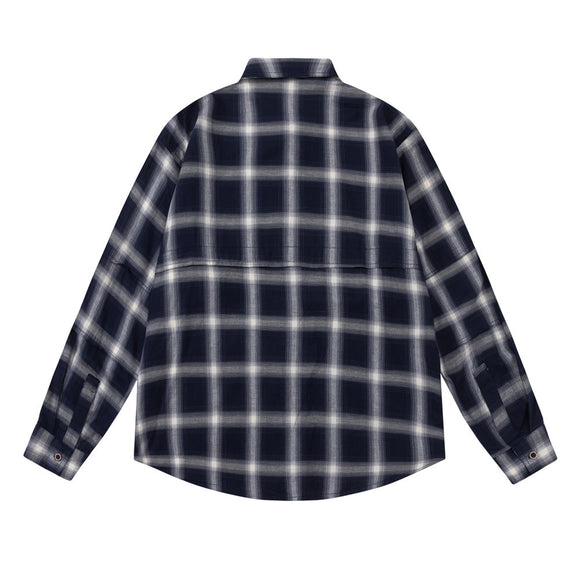 Camisa de Cuadros Americana Retro Manga Larga para Hombre