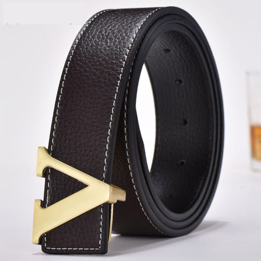 Cinturón de Cuero para Hombre con Hebilla de Letras - Estilo Moderno - Image 18