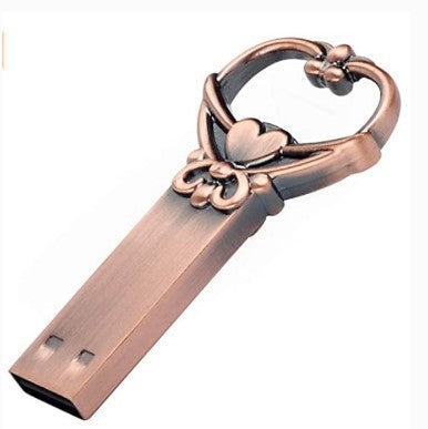 Llavero Pendiente Almacenamiento USB en Forma de Corazón Bronce