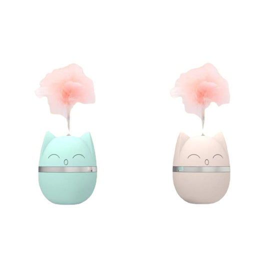 Pink cat-shaped tumbler toy with a feather attachment, featuring a cute face and silver band. - Image 5