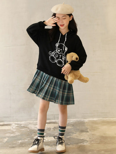 Vestido Sudadera con Capucha Estampado Cartoon y Pliegues - Image 20