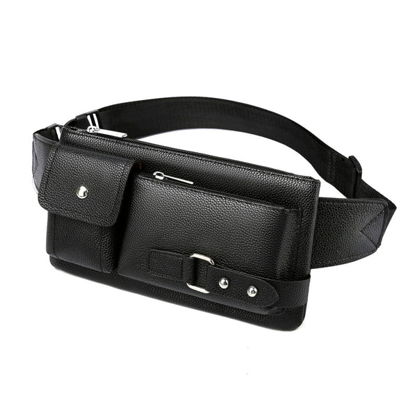 Bolsa de Cintura para Hombre de Cuero PU Color Sólido - Riñonera de Viaje - Image 7